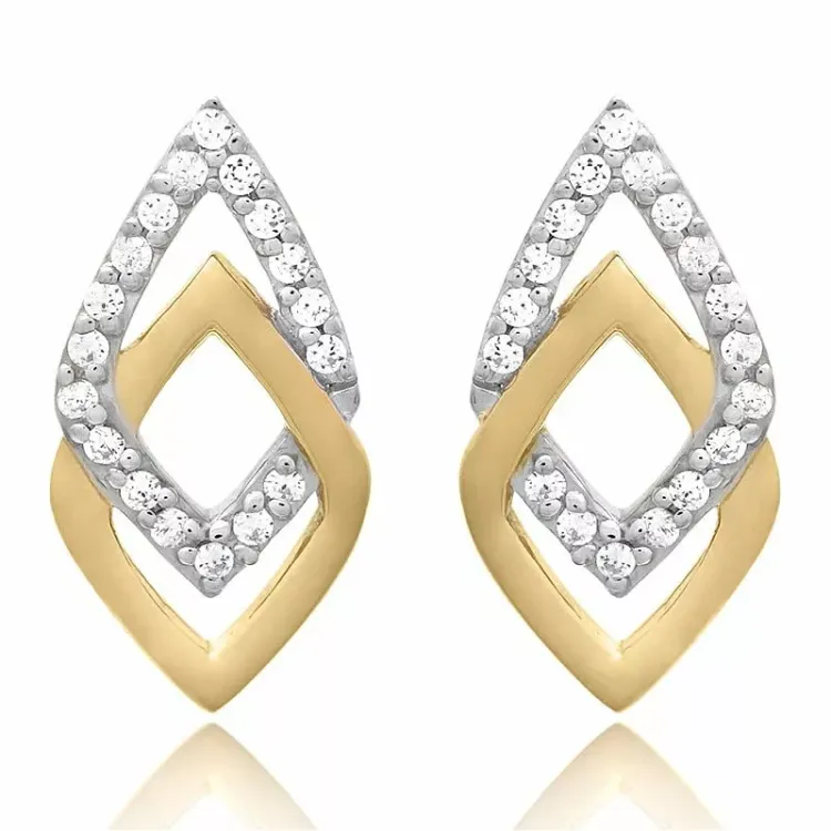 set med örhängen och halsband i förgyllt silver vit zirkon
