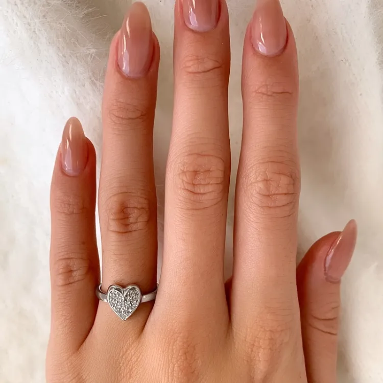 Stor hjärta ring i silver