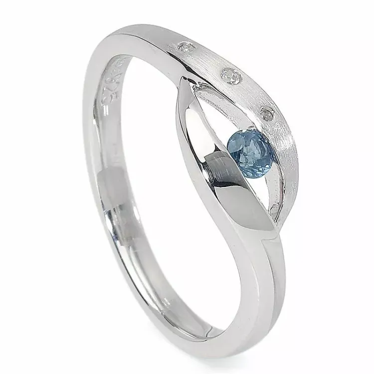 blå ring i silver