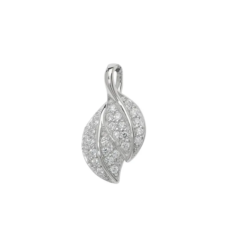 blad zirkon hängen i silver