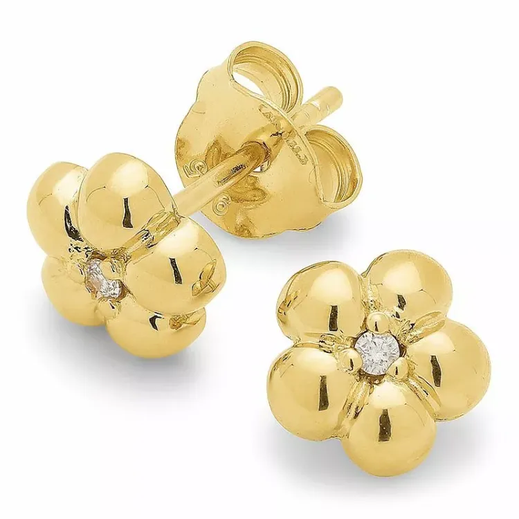 Blommor örhängen i silver med diamanter