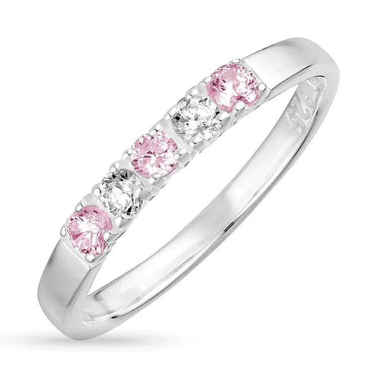 rosa zirkon alliancring i silver