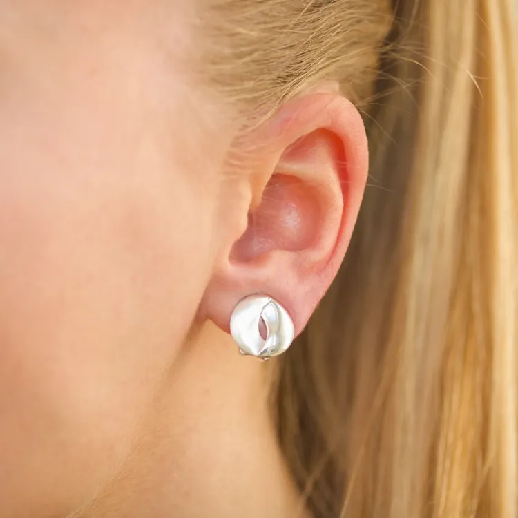 runda öronclips i silver