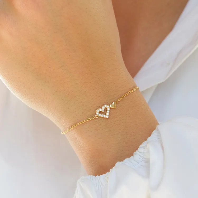 hjärta armband i förgyllt silver