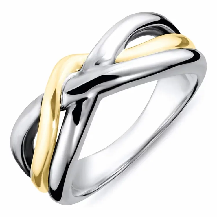 ring i silver med 8 karat guld