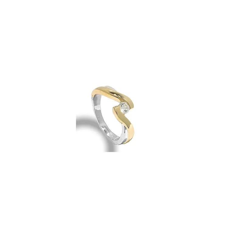ring i silver med 8 karat guld