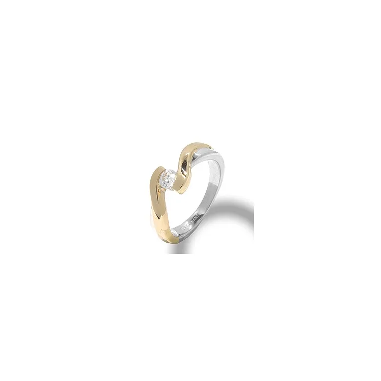ring i silver med 8 karat guld
