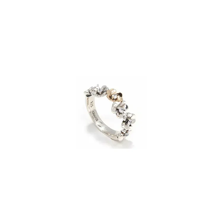 blommor ring i oxiderat sterlingsilver med 8 karat guld