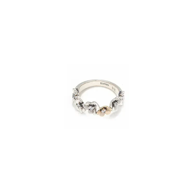 blommor ring i oxiderat sterlingsilver med 8 karat guld