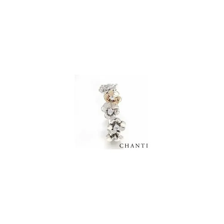 blommor ring i oxiderat sterlingsilver med 8 karat guld