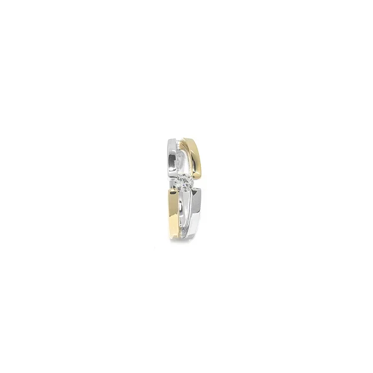 Bred vit zirkon ring i silver med 8 karat guld