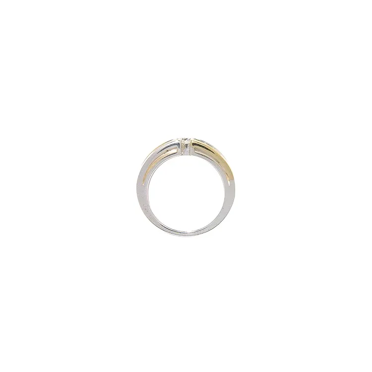 Bred vit zirkon ring i silver med 8 karat guld
