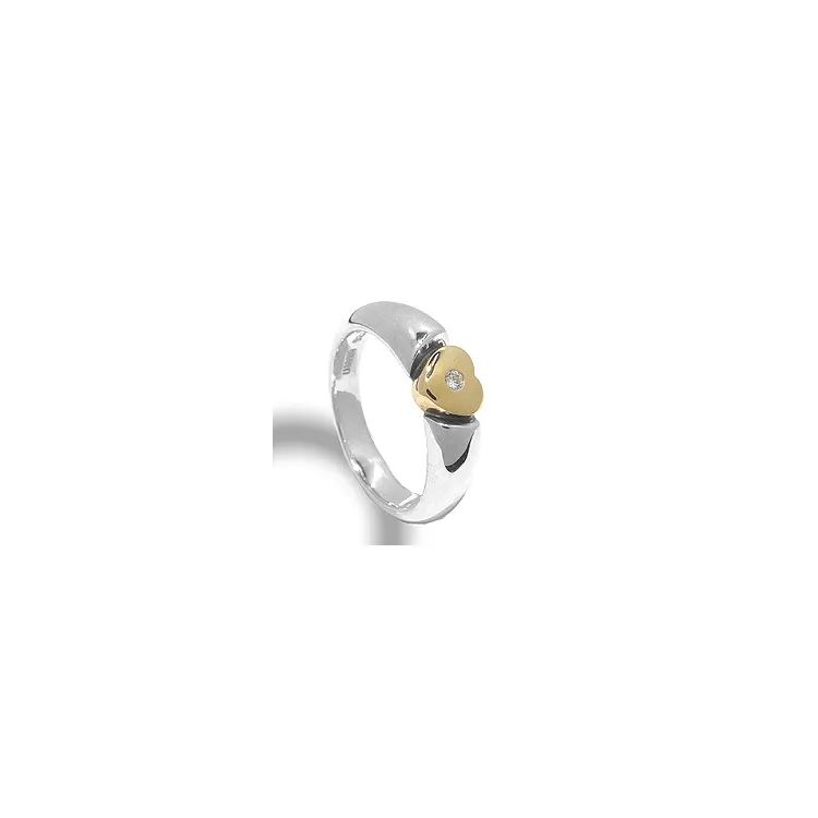 Hjärta ring i silver med 8 karat guld