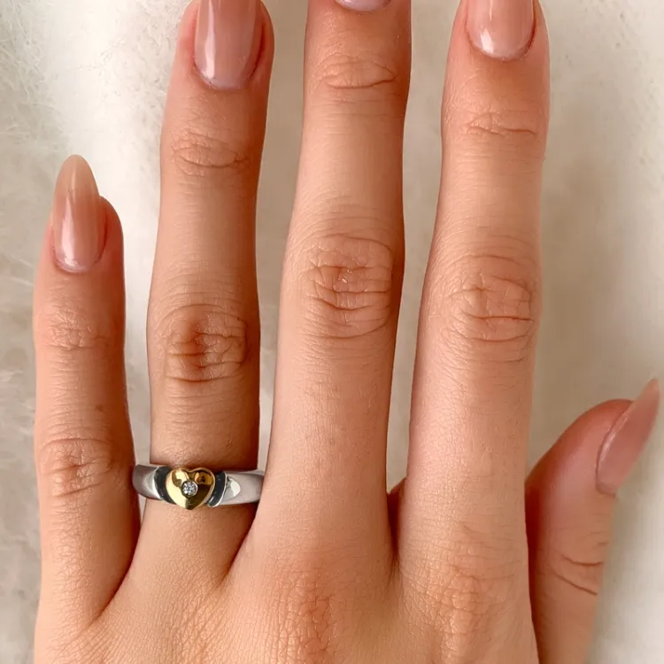 Hjärta ring i silver med 8 karat guld