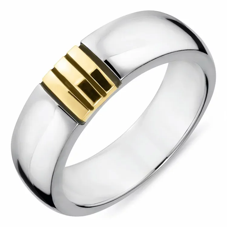 Herring i oxiderat silver med 8 karat guld