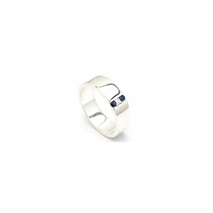 Blå safir silver ring i silver