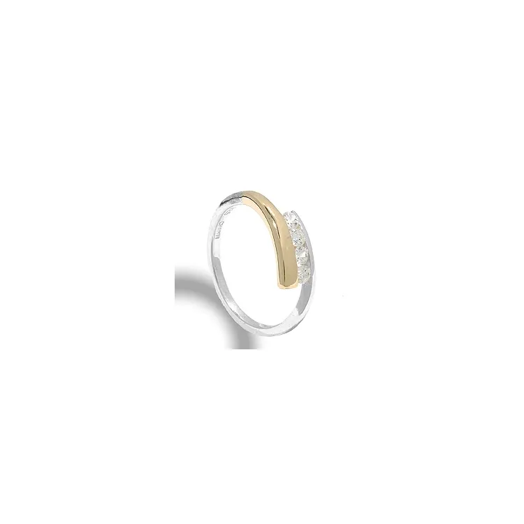 zirkon ring i silver med 8 karat guld