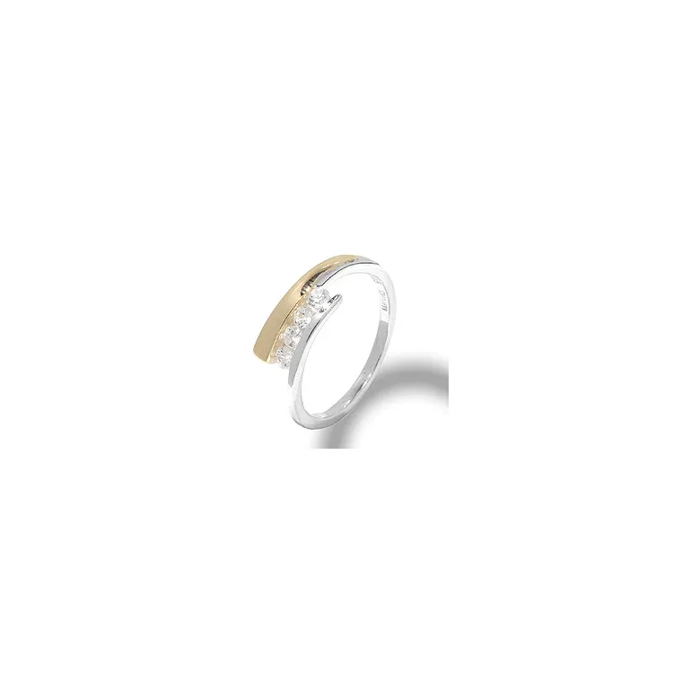 zirkon ring i silver med 8 karat guld
