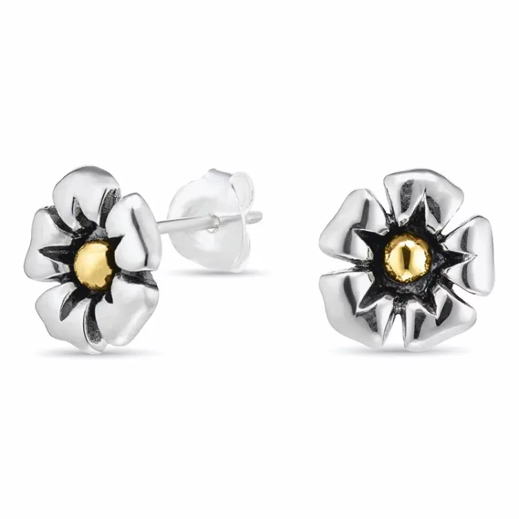 blommor örhängestift i silver med 8 karat guld
