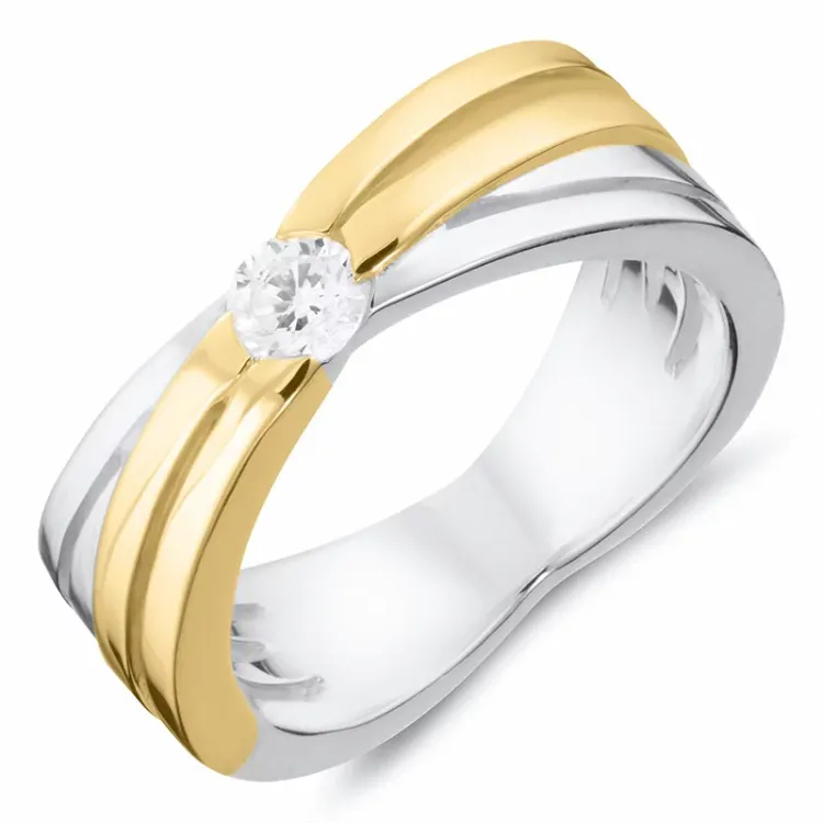 ring i silver med 8 karat guld