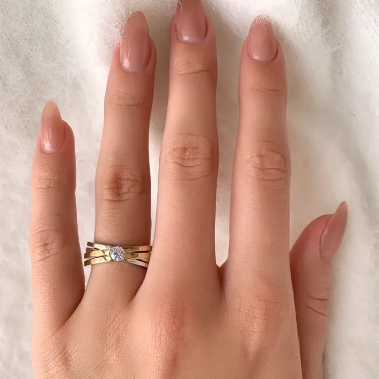 ring i silver med 8 karat guld