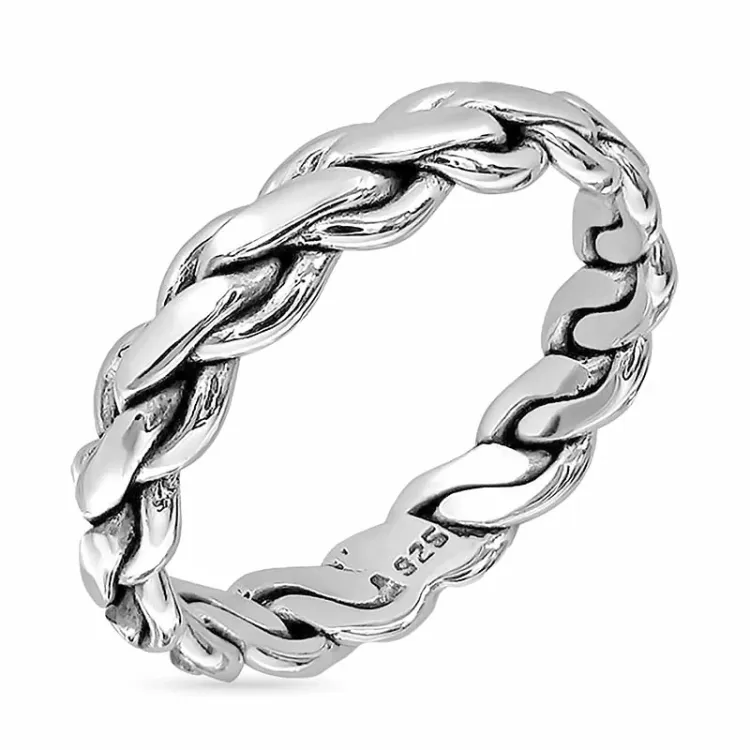 kedja ring i oxiderat sterlingsilver