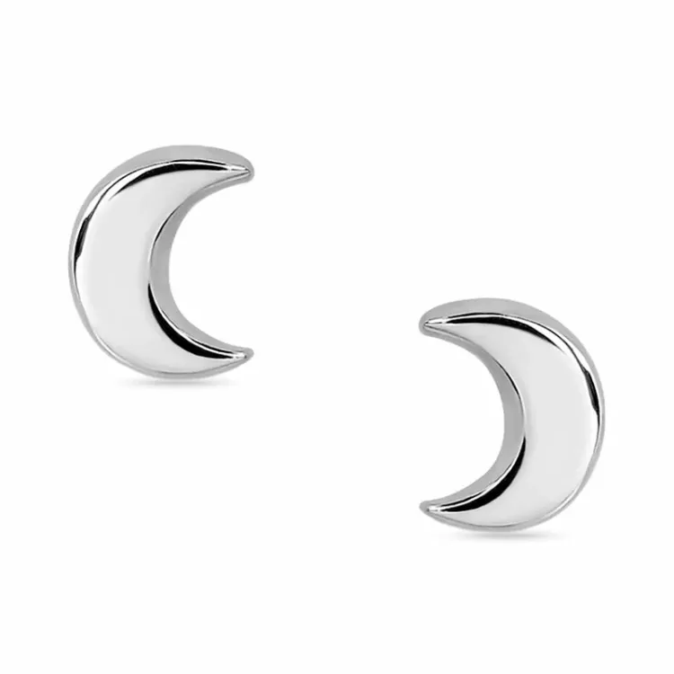 måne örhängestift i silver