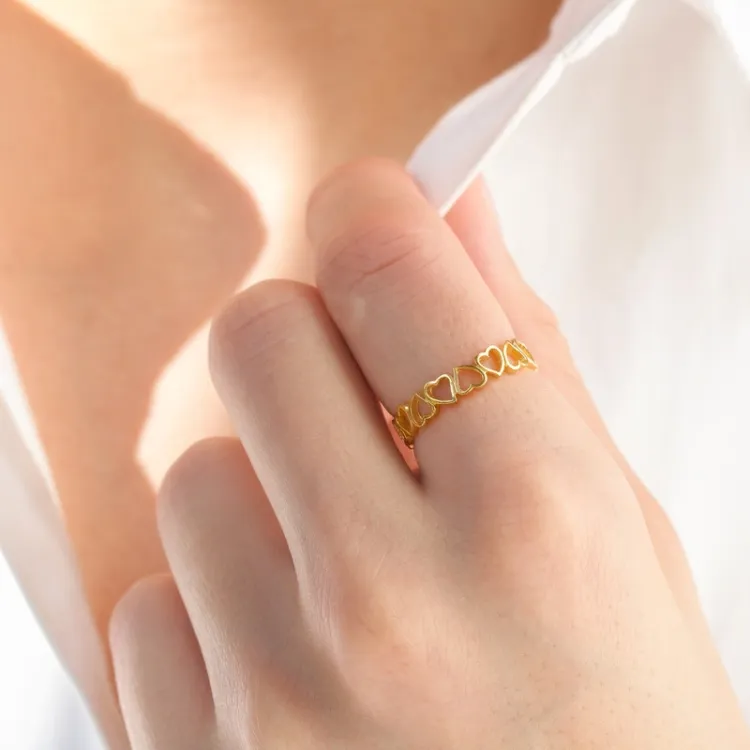 hjärta ring i förgyllt silver