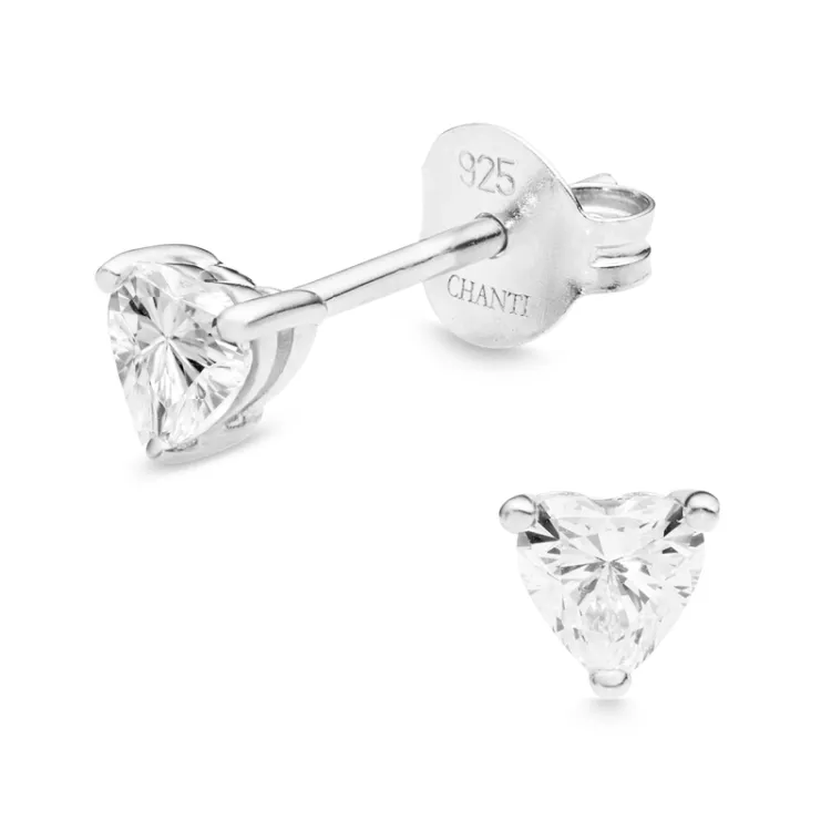 hjärta zirkon solitäreörhängestift i silver