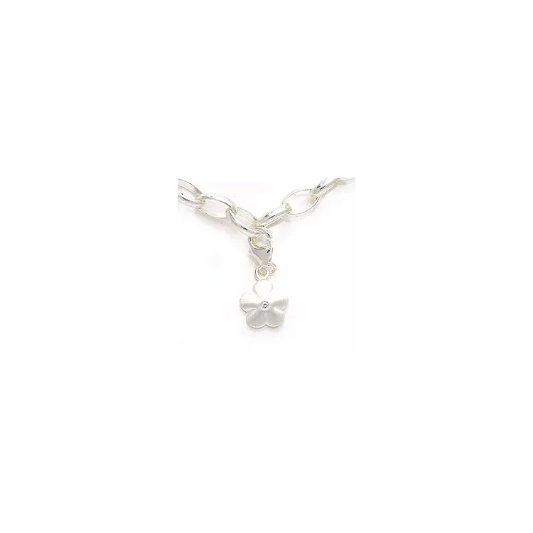 Blommor charm i rhodinerat silver 