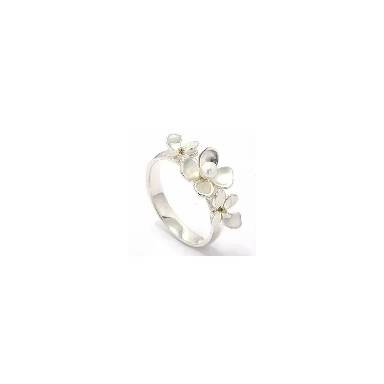 blommor pärla ring i silver