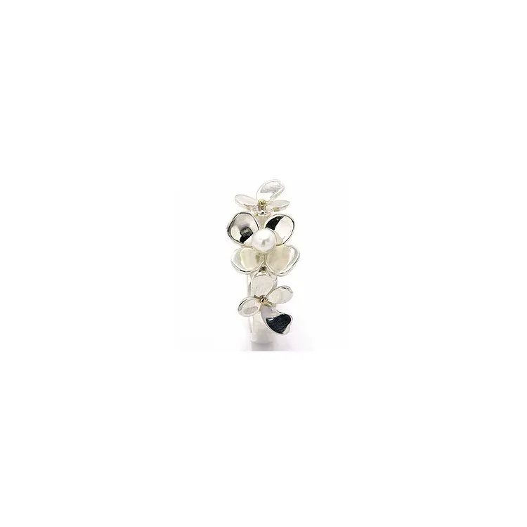 blommor pärla ring i silver