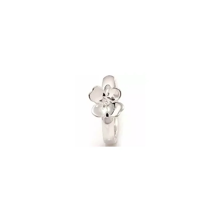 Blommor vit zirkon ring i silver