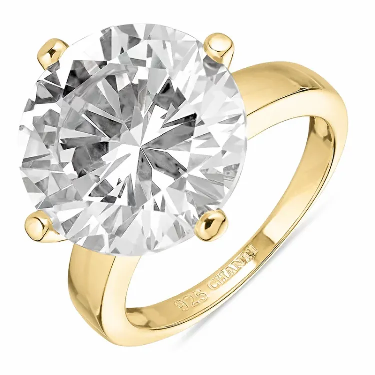 zirkon ring i förgyllt silver