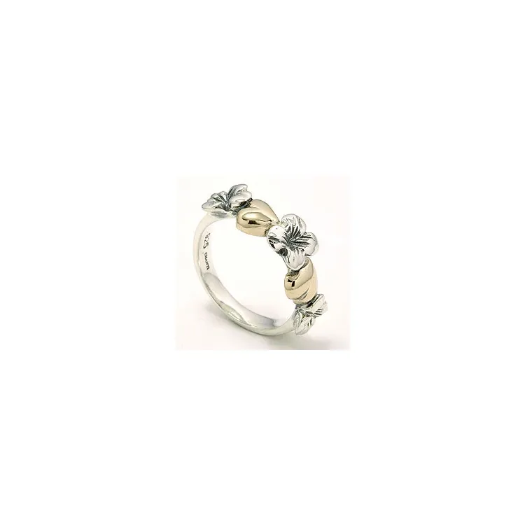 blommor ring i oxiderat silver med 8 karat guld