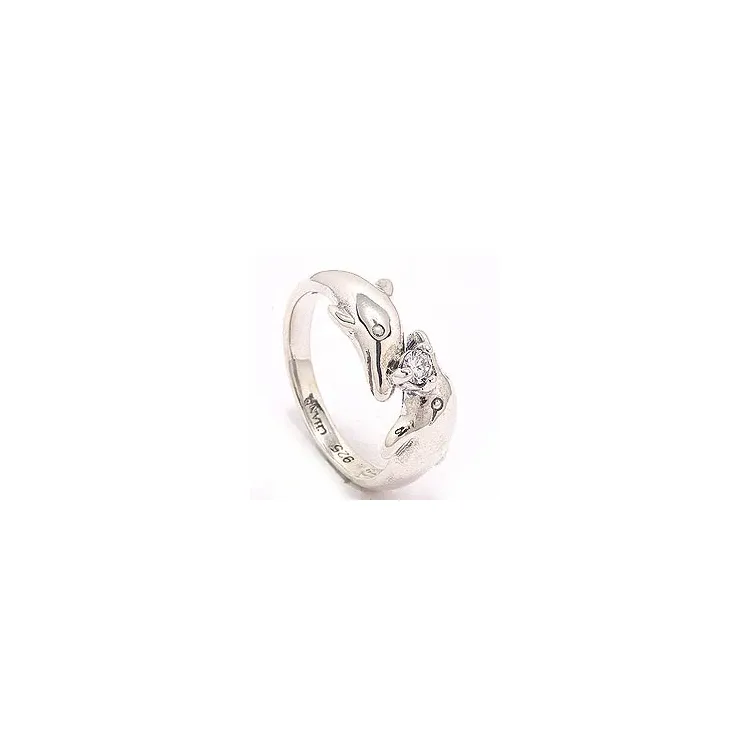 Delfin ring i oxiderat sterlingsilver