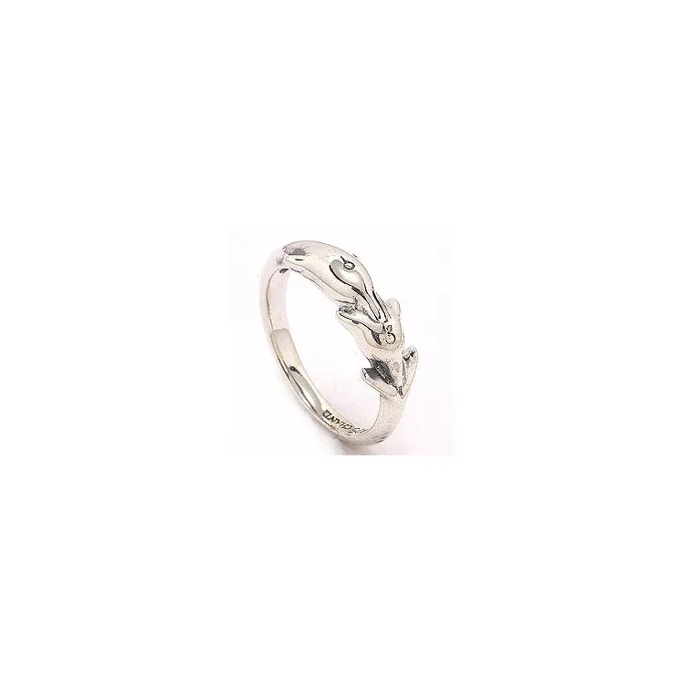 Delfin ring i oxiderat sterlingsilver