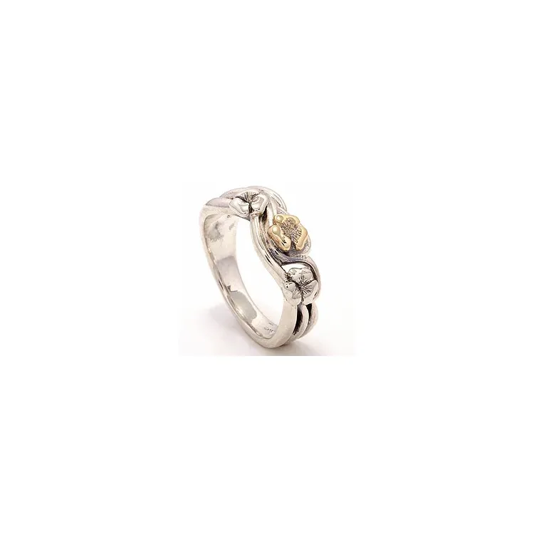 Blommor ring i oxiderat sterlingsilver med 8 karat guld