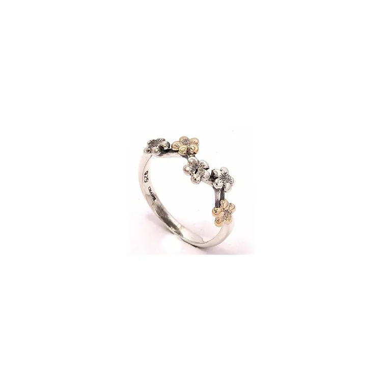 Ring i oxiderat sterlingsilver med 8 karat guld