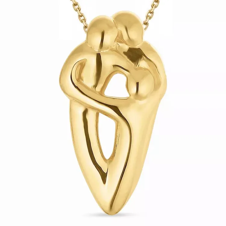 mor och barn halsband i förgyllt silver med hängen i förgyllt silver