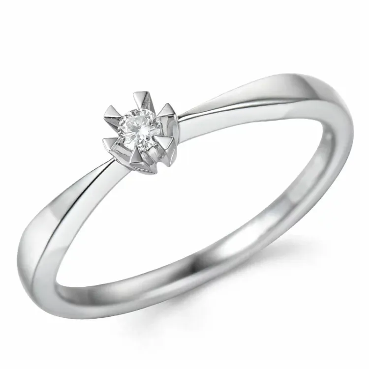 0,05 ct solitärring i 14  karat vitguld 0,05 ct