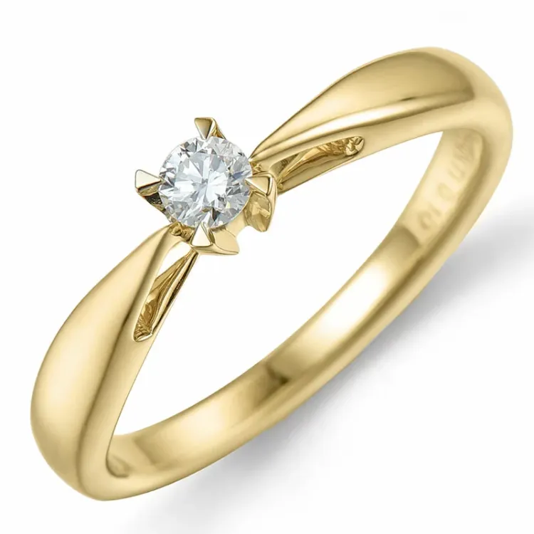 0,10 ct solitärring i 14 karat guld