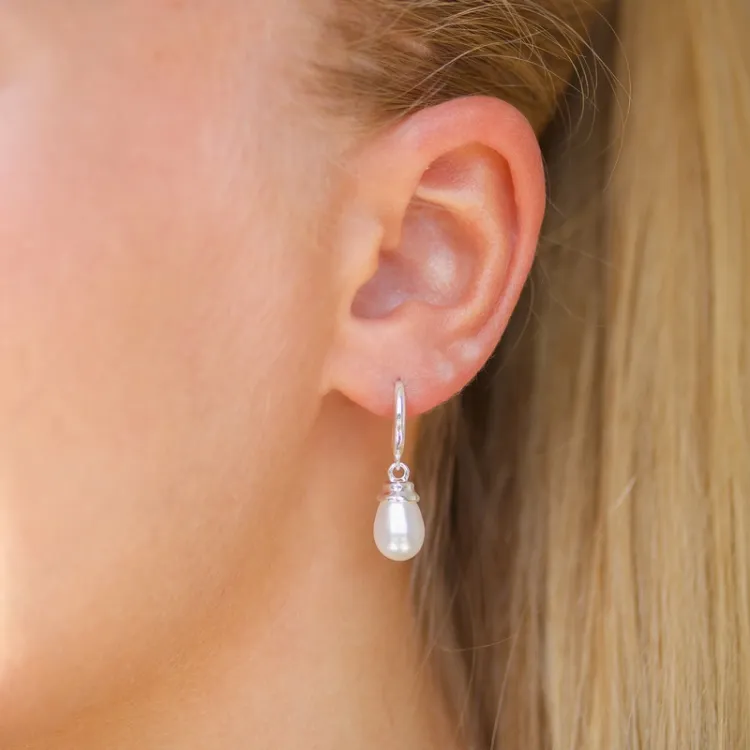 7,5-8 mm pärla örhängen i silver