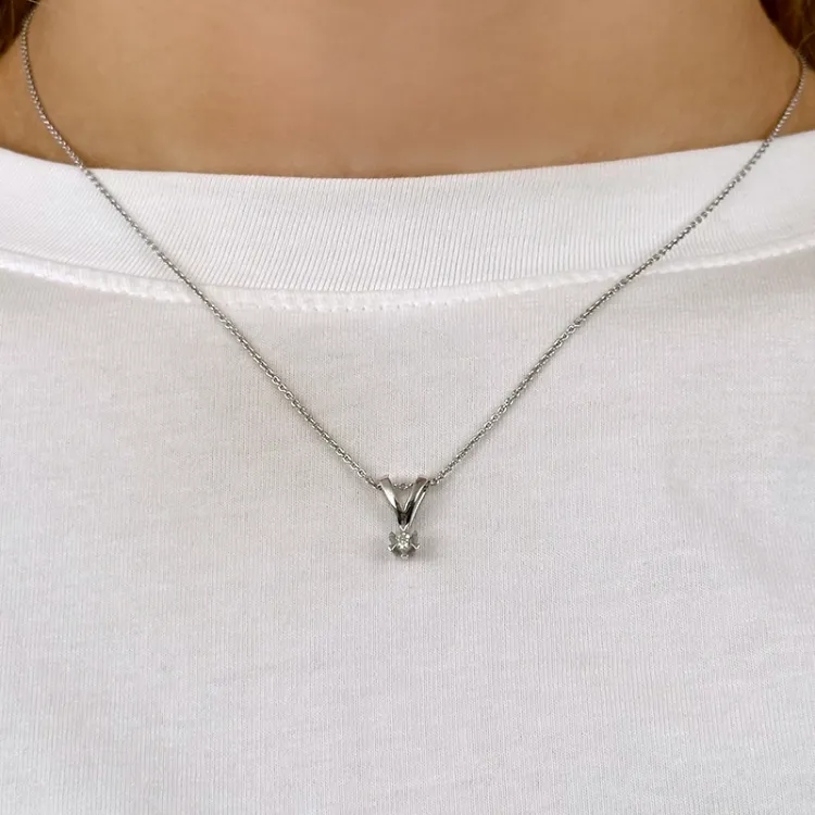 diamant solitärberlock i 14  carat vitguld 0,05 ct