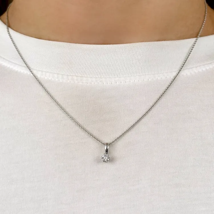 diamant solitärberlock i 14  carat vitguld 0,20 ct