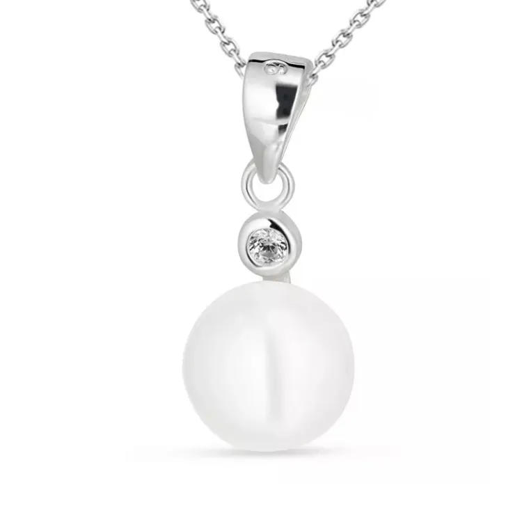 pärla halsband i silver med hängen i silver