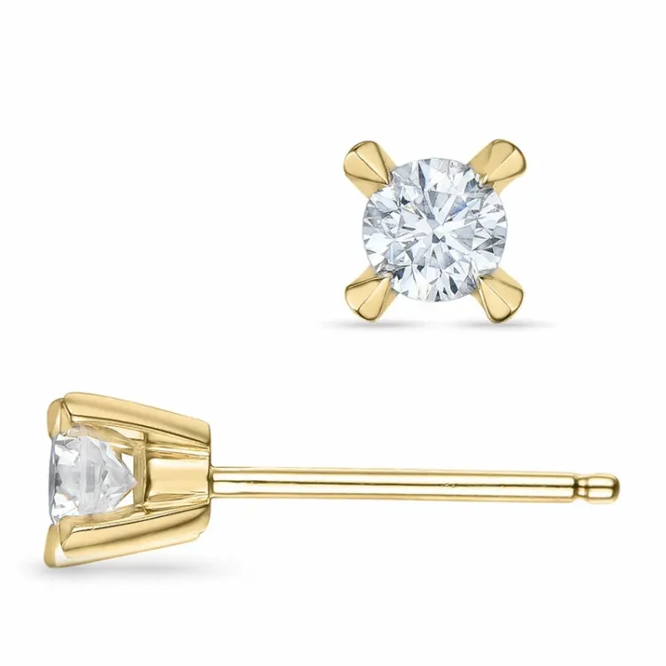 2 x 0,20 ct solitäreörhängestift i 14 karat guld med diamant