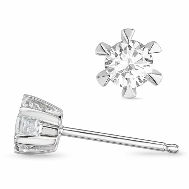 2 x 0,50 ct solitäreörhängestift i 14 karat vitguld med diamant