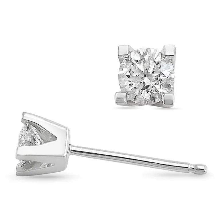 2 x 0,30 ct solitäreörhängestift i 14 karat vitguld med diamant