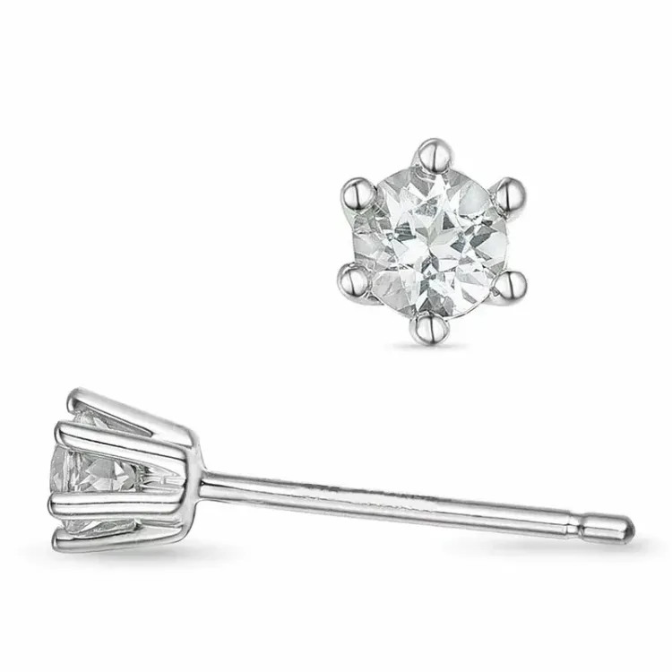 2 x 0,10 ct solitäreörhängestift i 14 karat vitguld med diamant 